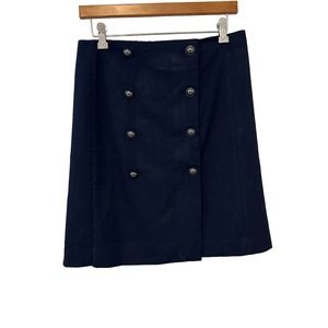 Banana Republic Navy Blue A Line Lined Skirt Front Button Detail Back Zip Size 6